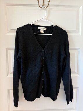 A. Giannetti 100% Cashmere V-Neck Cardigan Black L